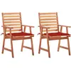 vidaXL Chaises à dîner d'extérieur 2 pcs avec coussins Acacia massif
