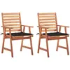 vidaXL Chaises à manger d'extérieur lot de 2 et coussins Acacia massif