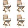 vidaXL Chaises pliables de jardin 4 pcs avec coussins Bois d'acacia