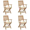 vidaXL Chaises pliables de jardin 4 pcs avec coussins Bois d'acacia