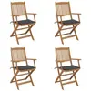 vidaXL Chaises pliables de jardin 4 pcs avec coussins Bois d'acacia
