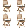 vidaXL Chaises pliables de jardin 4 pcs avec coussins Bois d'acacia