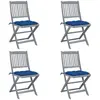 vidaXL Chaises pliables d'extérieur lot de 4 et coussins Bois d'acacia