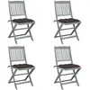 Chaises pliables d'extérieur lot de 4 et coussins Bois d'acacia vidaXL