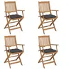 vidaXL Chaises pliables de jardin 4 pcs avec coussins Bois d'acacia