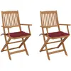 vidaXL Chaises pliables de jardin 4 pcs avec coussins Bois d'acacia