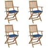 vidaXL Chaises pliables de jardin 4 pcs avec coussins Bois d'acacia