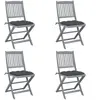 vidaXL Chaises pliables d'extérieur lot de 4 et coussins Bois d'acacia