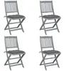 vidaXL Chaises pliables d'extérieur 4 pcs avec coussins Bois d'acacia