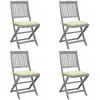 vidaXL Chaises pliables d'extérieur lot de 4 et coussins Bois d'acacia