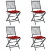 vidaXL Chaises pliables d'extérieur 4 pcs avec coussins Bois d'acacia