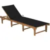 vidaXL Chaise longue pliable avec coussin Bois d'acacia solide