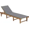 vidaXL Chaise longue pliable avec coussin Bois d'acacia solide
