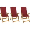 vidaXL Chaises pliables de jardin 3 pcs avec coussins Bois d'acacia