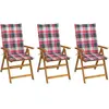 vidaXL Chaises pliables de jardin 3 pcs avec coussins Bois d'acacia