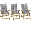 vidaXL Chaises pliables de jardin 3 pcs avec coussins Bois d'acacia