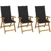 vidaXL Chaises pliables de jardin 3 pcs avec coussins Bois d'acacia