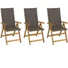 vidaXL Chaises pliables de jardin 3 pcs avec coussins Bois d'acacia