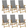 vidaXL Chaises pliables de jardin 6 pcs avec coussins Bois d'acacia