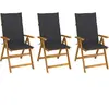 vidaXL Chaises pliables de jardin 3 pcs avec coussins Bois d'acacia
