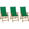 vidaXL Chaises pliables de jardin 3 pcs avec coussins Bois d'acacia