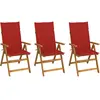 vidaXL Chaises pliables de jardin 3 pcs avec coussins Bois d'acacia