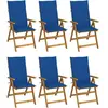 vidaXL Chaises pliables de jardin lot de 6 avec coussins Bois d'acacia