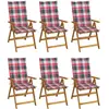 vidaXL Chaises pliables de jardin 6 pcs avec coussins Bois d'acacia