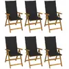 vidaXL Chaises pliables de jardin 6 pcs avec coussins Bois d'acacia