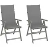vidaXL Chaises inclinables de jardin 2 pcs avec coussins Bois d'acacia