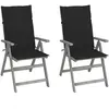 vidaXL Chaises inclinables de jardin 2 pcs avec coussins Bois d'acacia