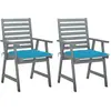 vidaXL Chaises à dîner d'extérieur 2 pcs avec coussins Acacia massif