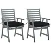 vidaXL Chaises à dîner d'extérieur 2 pcs avec coussins Acacia massif