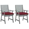 vidaXL Chaises à dîner d'extérieur 2 pcs avec coussins Acacia massif