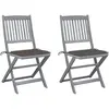 vidaXL Chaises pliables d'extérieur lot de 4 et coussins Bois d'acacia