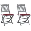 vidaXL Chaises pliables d'extérieur lot de 4 et coussins Bois d'acacia