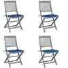 vidaXL Chaises pliables d'extérieur 4 pcs avec coussins Bois d'acacia