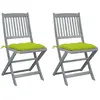 vidaXL Chaises pliables d'extérieur 2 pcs avec coussins Bois d'acacia