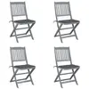 vidaXL Chaises pliables d'extérieur 4 pcs avec coussins Bois d'acacia
