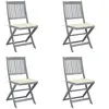 vidaXL Chaises pliables d'extérieur 4 pcs avec coussins Bois d'acacia