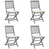 VidaXL Chaises pliables d'extérieur lot de 2 et coussins Bois d'acacia