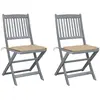 vidaXL Chaises pliables d'extérieur 2 pcs avec coussins Bois d'acacia