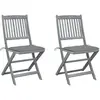 vidaXL Chaises pliables d'extérieur 2 pcs avec coussins Bois d'acacia