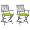 vidaXL Chaises pliables d'extérieur 2 pcs avec coussins Bois d'acacia