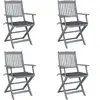 vidaXL Chaises pliables d'extérieur 4 pcs avec coussins Bois d'acacia