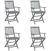 vidaXL Chaises pliables d'extérieur 4 pcs avec coussins Bois d'acacia