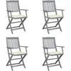 vidaXL Chaises pliables d'extérieur 4 pcs avec coussins Bois d'acacia