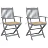 vidaXL Chaises pliables d'extérieur 4 pcs avec coussins Bois d'acacia