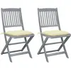 vidaXL Chaises pliables d'extérieur 2 pcs avec coussins Bois d'acacia