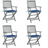 vidaXL Chaises pliables d'extérieur 4 pcs avec coussins Bois d'acacia